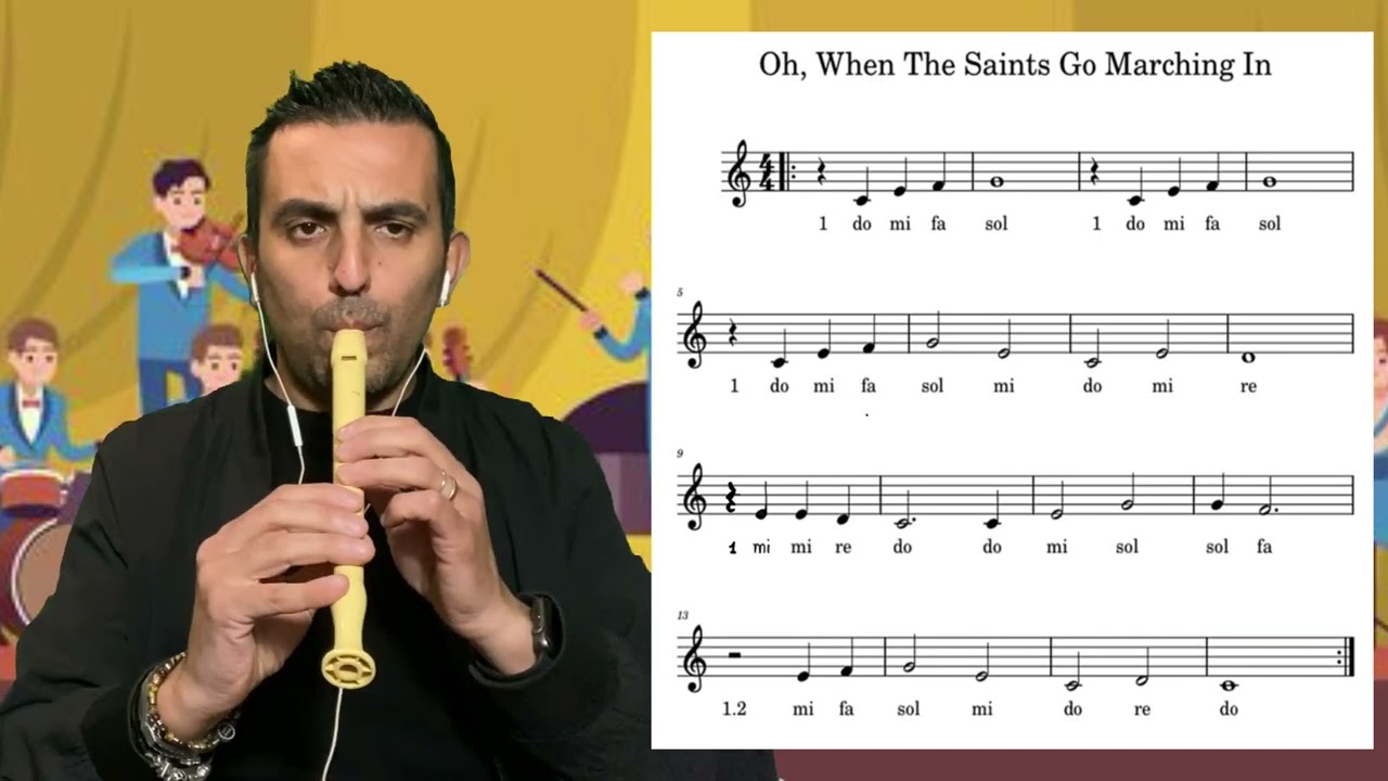 Oh, When The Saints Go Marching In - flauto dolce - note gravi