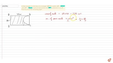 A sheet of paper is in the form of a rectangle     ltmath gt   ltmrow gt       ltmi gtA lt/m