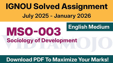 IGNOU MSO 003 Solved Assignment 2025-26 English Medium PDF Download | MSO: MA Sociology 1st Year