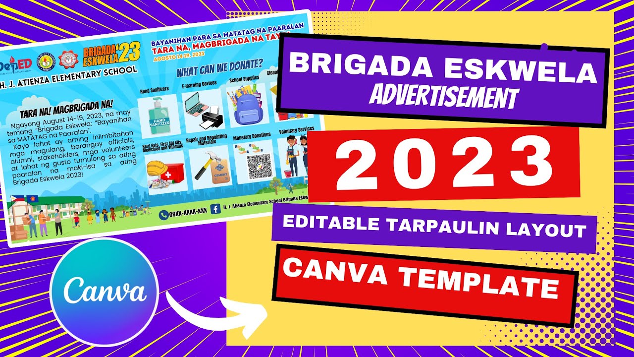 Brigada Eskwela 2023 Tarpaulin Advertisement Campaign Canva Layout