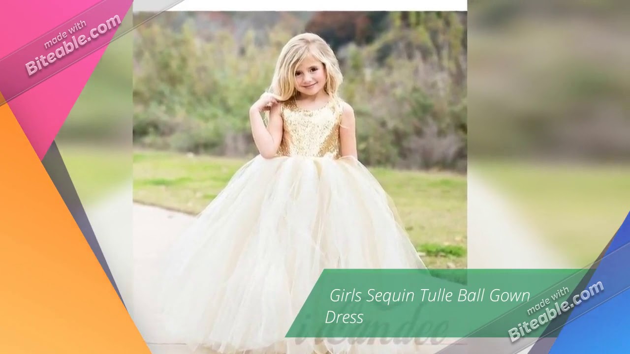 Kids Toddler Girls Sequin Tulle Ball Gown Dress • Special occasion Dress