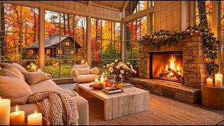 warm fireplace in the autumn room 🍂 gentle piano music for reading & unwinding