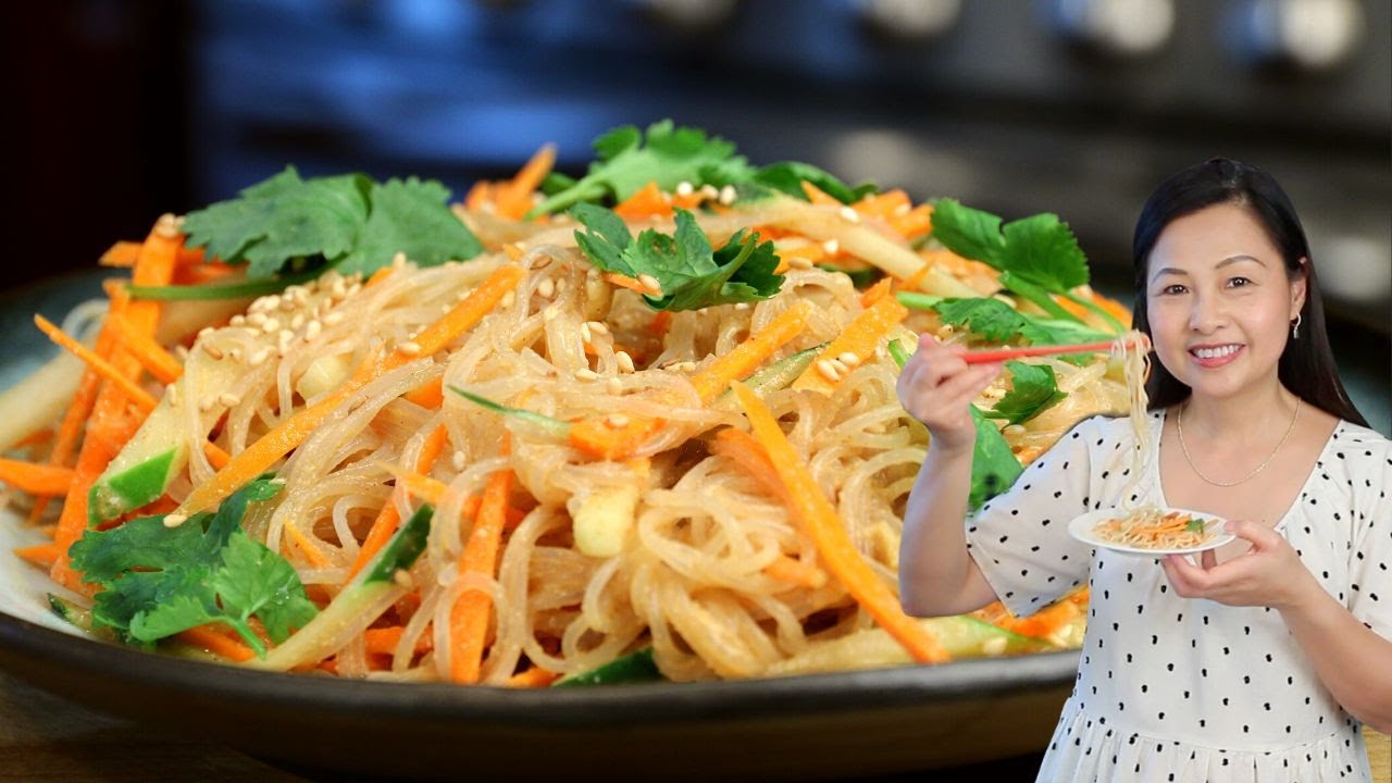 Easy Sesame Noodle Salad #vegan 凉拌三丝 | ChineseHealthyCook