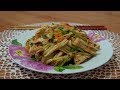 Салат из спаржи по - корейски (кит. 腐竹 fǔzhú). Soy Asparagus salad. Korean food.