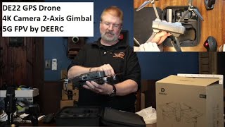 DEERC DE22 GPS Drone with 4K Camera 2-axis Gimbal, Anti-Shake, 5G FPV Live Video, Auto Return Home