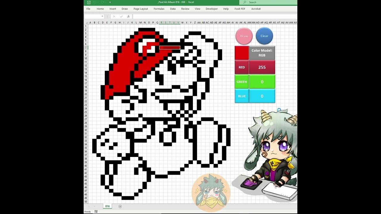how-to-draw-paper-mario-in-excel-pixel-art-016-shorts-mario