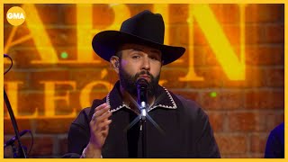 Carín León performs 2 songs live, talks new album