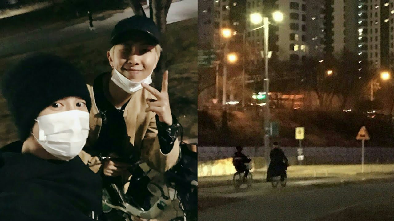 BTS' RM and Jimin captured on a bike date near the Han River - YouTube
