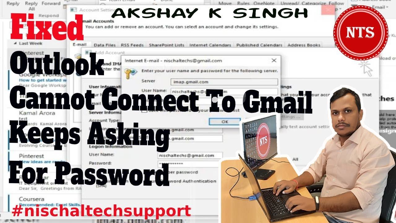 Outlook Cannot Connect To Gmail Keeps Asking For Password YouTube