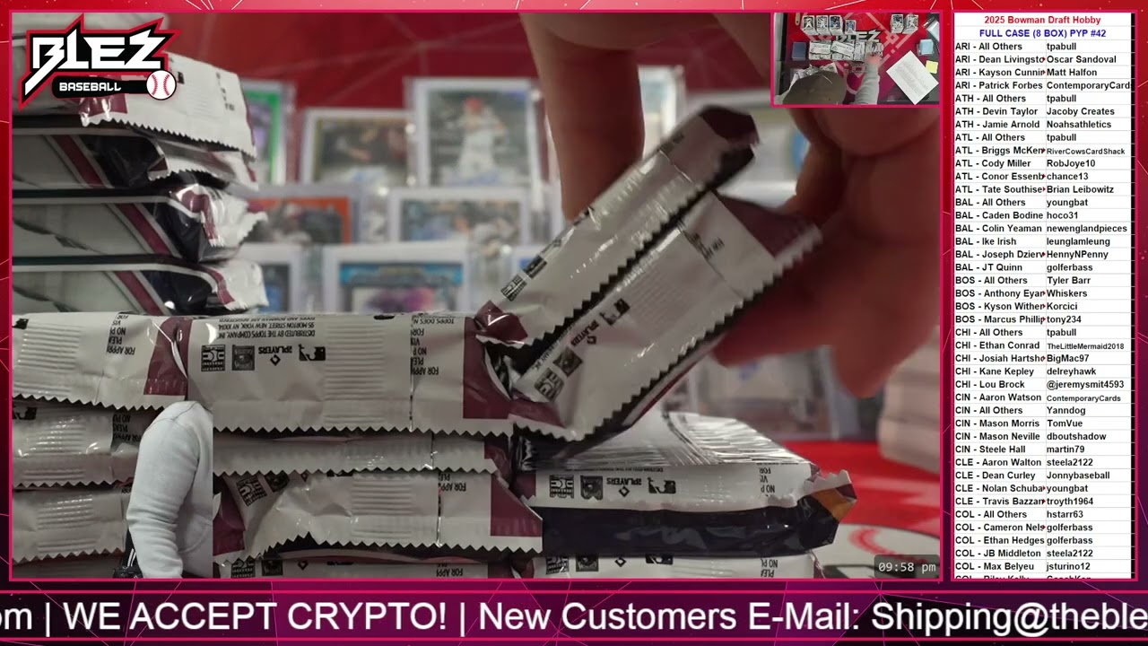 Коллекционная карточка Bowman Draft Hobby 2025 года. Полный разбор кейса. Выберите своего игрока ...