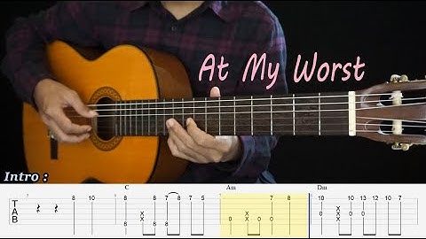 Thumbnail of AT MY WORST - Pink Sweat$ - Fingerstyle Guitar Tutorial TAB + Chord + Lyrics