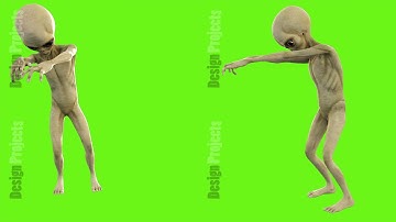 Alien walks like a zombie. Loopable animation on green screen. 4k.