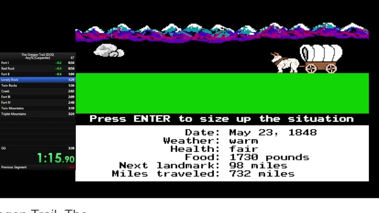 Oregon Trail (DOS) Carpenter% World Record Speedrun in 3min 25sec