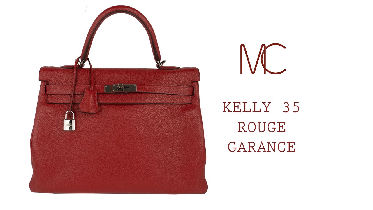 Hermes Kelly 35 Bag Rouge Garance Togo Palladium Hardware • MIGHTYCHIC • 