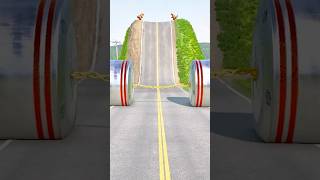Cars &amp; School Bus vs Giant Pit Bollards Crash | BeamNG.Drive #athrafighterhd