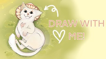 Draw with me! How to draw a cute cat in procreate - easy procreate drawing tutorial {ShroomClay}