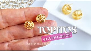 TOPITOS ENTRAMADOS. Aretes tipo pin en alambrismo fino.