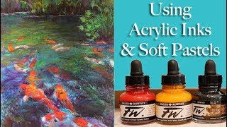 Painting soft pastels over Acrylic Inks - Summer Flowers 