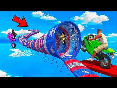 SHINCHAN AND FRANKLIN TRIED THE IMPOSSIBLE CHILLIARD BIKE STUNT RAMP PARKOUR CHALLENGE GTAV