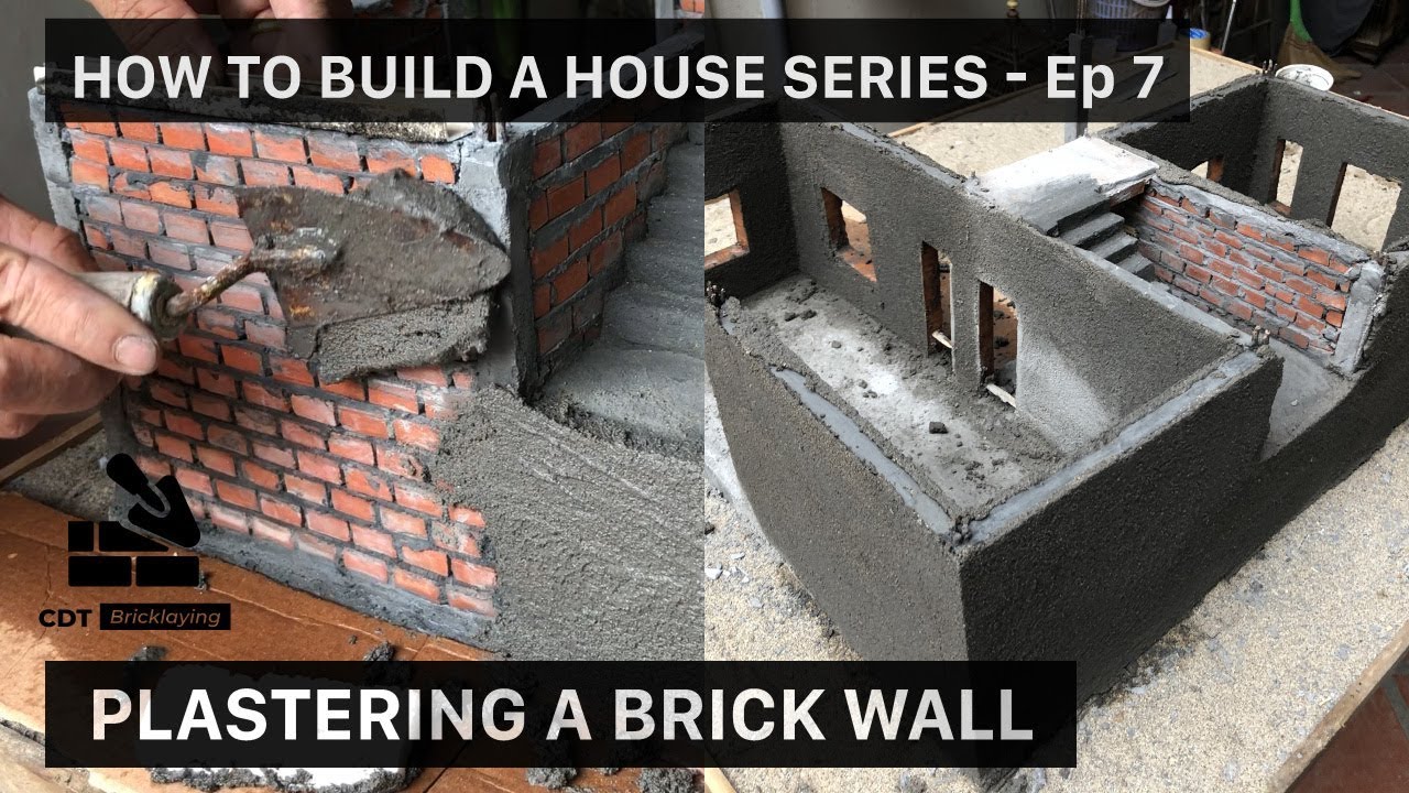 HOW TO PLASTER a BRICK WALL MINI HOUSE PLASTERING BRICK WALL YouTube