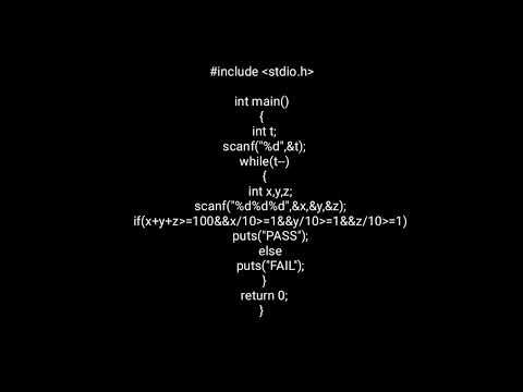 Codechef C solution Pass the exam | codechef long challenge