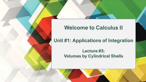 Lecture #3 (Section 6.3) -- Volumes by Cylindrical Shells