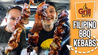 Eating Filipino-Style BBQ Kebabs from Grill City | *FIRST TIME AT SEAFOOD CITY SUPERMARKET* 🍢