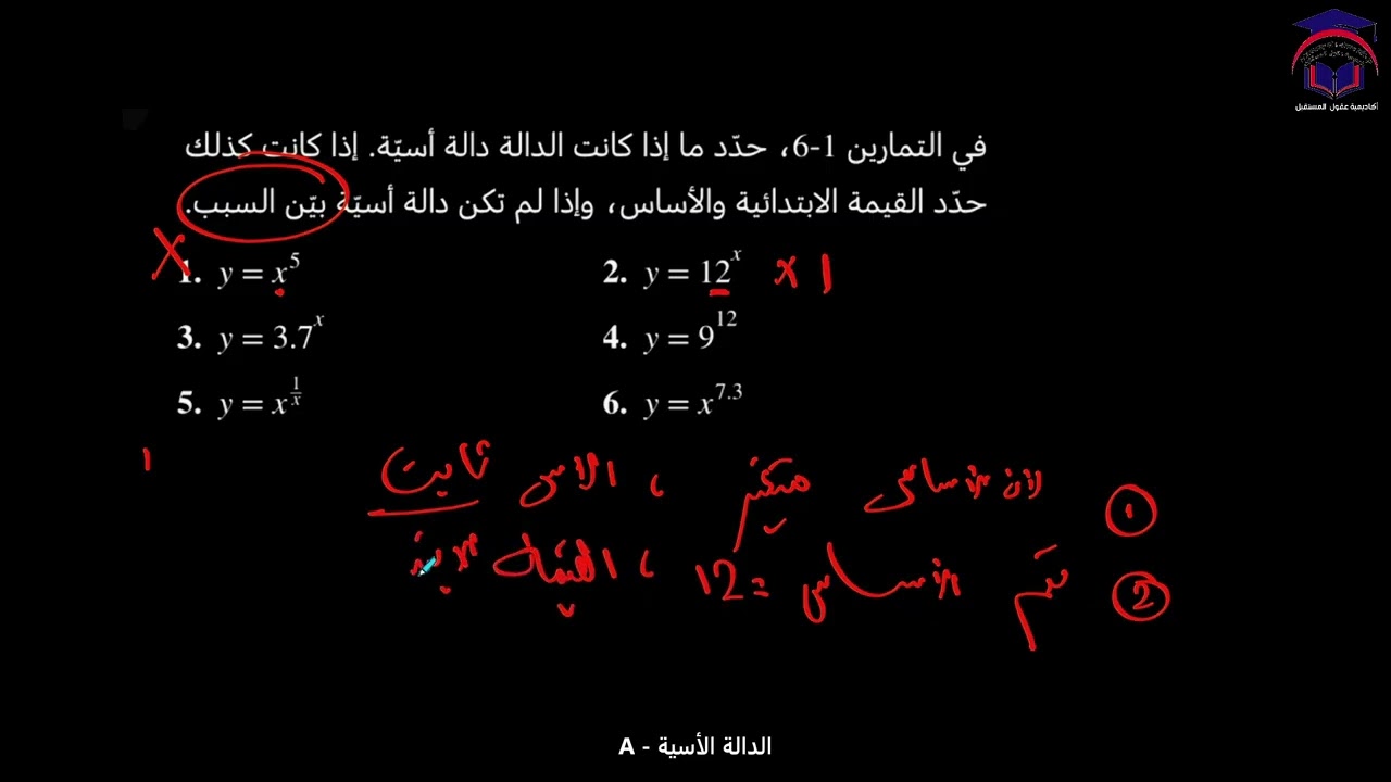 Math 11 S2 lesson-16 A talat الدالة الأسية الصف ‏الحادي عشر