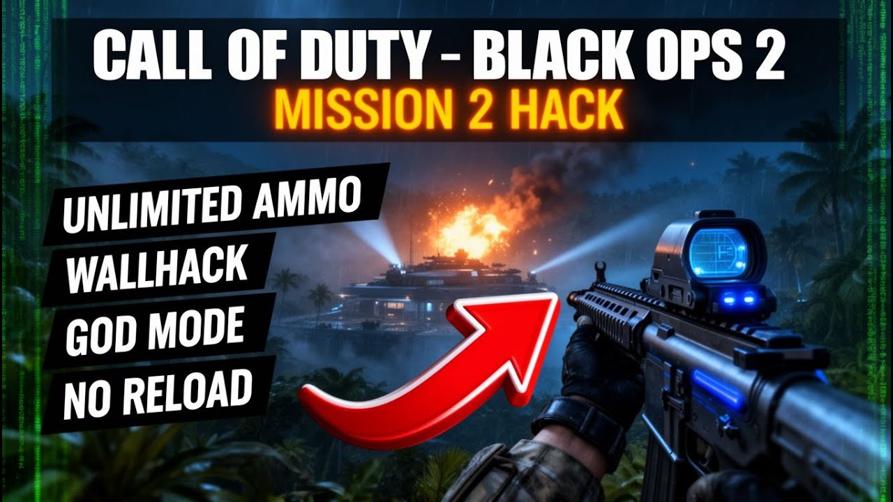 COD Black Ops 2: Mission 2 Hacked Walkthrough (Unlimited Ammo + God Mode)