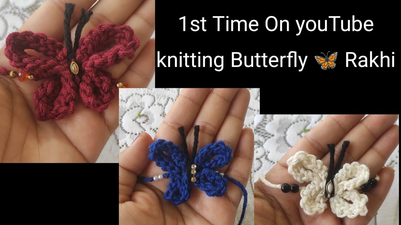 Knitting Butterfly 🦋 Rakhi /Handmade Rakhi /Rakhi in 10 minutes # ...