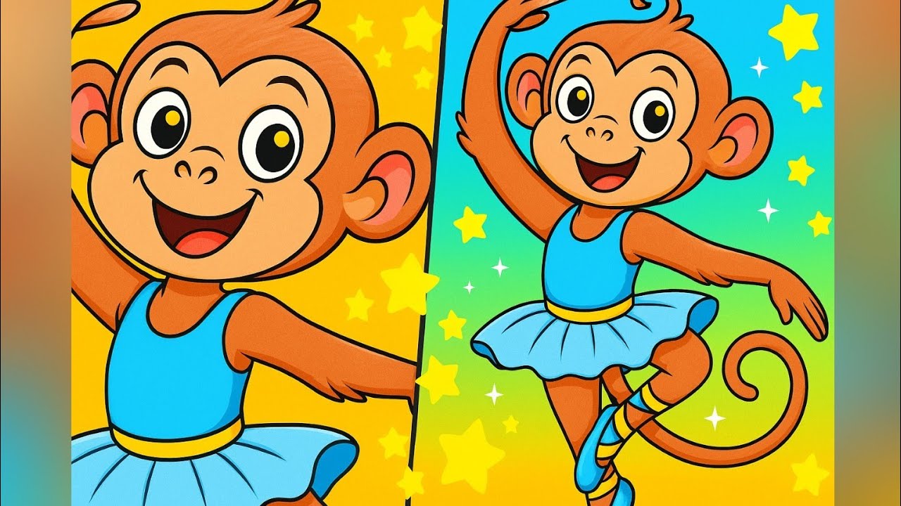 Color Dancing Monkey Ballerina | Cute Monkey Drawing | Shaafa Kids Colors
