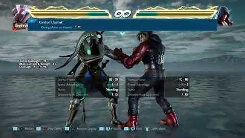 Yoshimitsu movelist with frame data display (opponent all block)