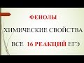 Фенолы. Химические свойства. Все 16 реакций ЕГЭ.