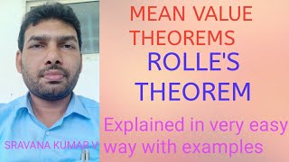 ROLLE'S THEOREM IN TELUGU statement and Problems