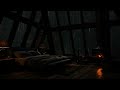 Attic Night Ambience - Fireplace Cracklings 🔥 Jungle Night w/ Heavy Rainfall for Deep Sleep