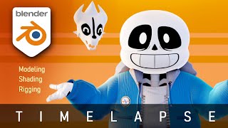 Creating Sans from UNDERTALE in 3D - [Blender Stylized Modeling, Shading and Rigging Timelapse]