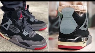 Off White Air Jordan 4 Bred Retro Sneaker Detailed Look Youtube
