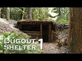 Building a bushcraft DUGOUT SHELTER (Reupload) // JustRandomPfusch