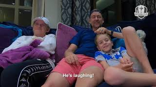 Ian Poulter watches the 2012 Ryder Cup with his sons