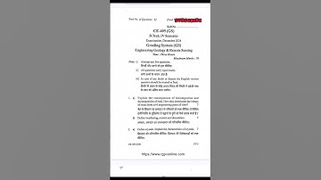 Engineering Geology and Remote Sensing 2024 CE - 405 Rgpv Question Paper