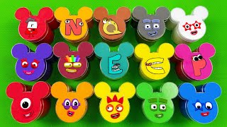 Numberblocks & Alphabet Lore - Looking Clay Colors Mickey Mouse Shape Coloring! ASMR Slime