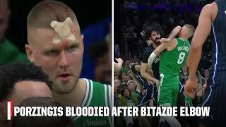 Goga Bitazde charged with flagrant 1 foul after elbowing Kristaps Porzingis in Game 2 | NBA on ESPN