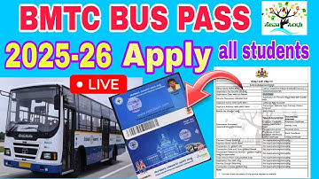 BMTC Student Bus pass Apply 2025-26 Live|| How to apply bmtc bus pass 2025-25