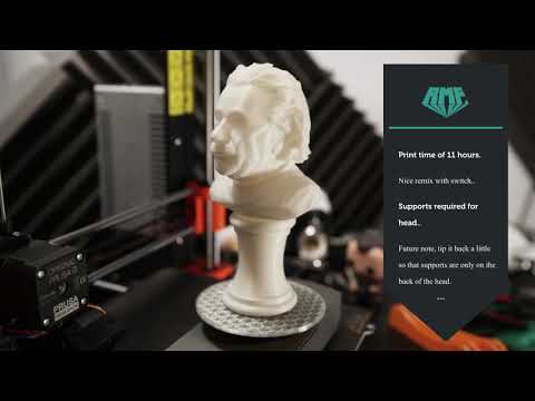 3D Print Time Lapse | Einstein Bust With Secret Switch