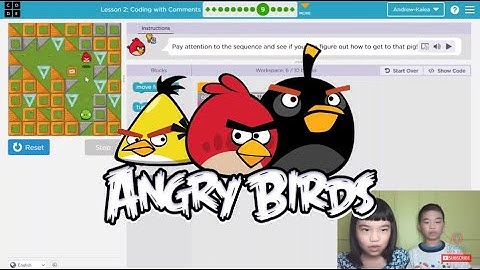How to Code ANGRY BIRDS in Code.org: Course E Lesson 2: Coding with Comments Puzzle 7-9