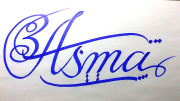 Asma Name Signature Calligraphy Status | How to Cursive write with cut Marker #asma @Asma