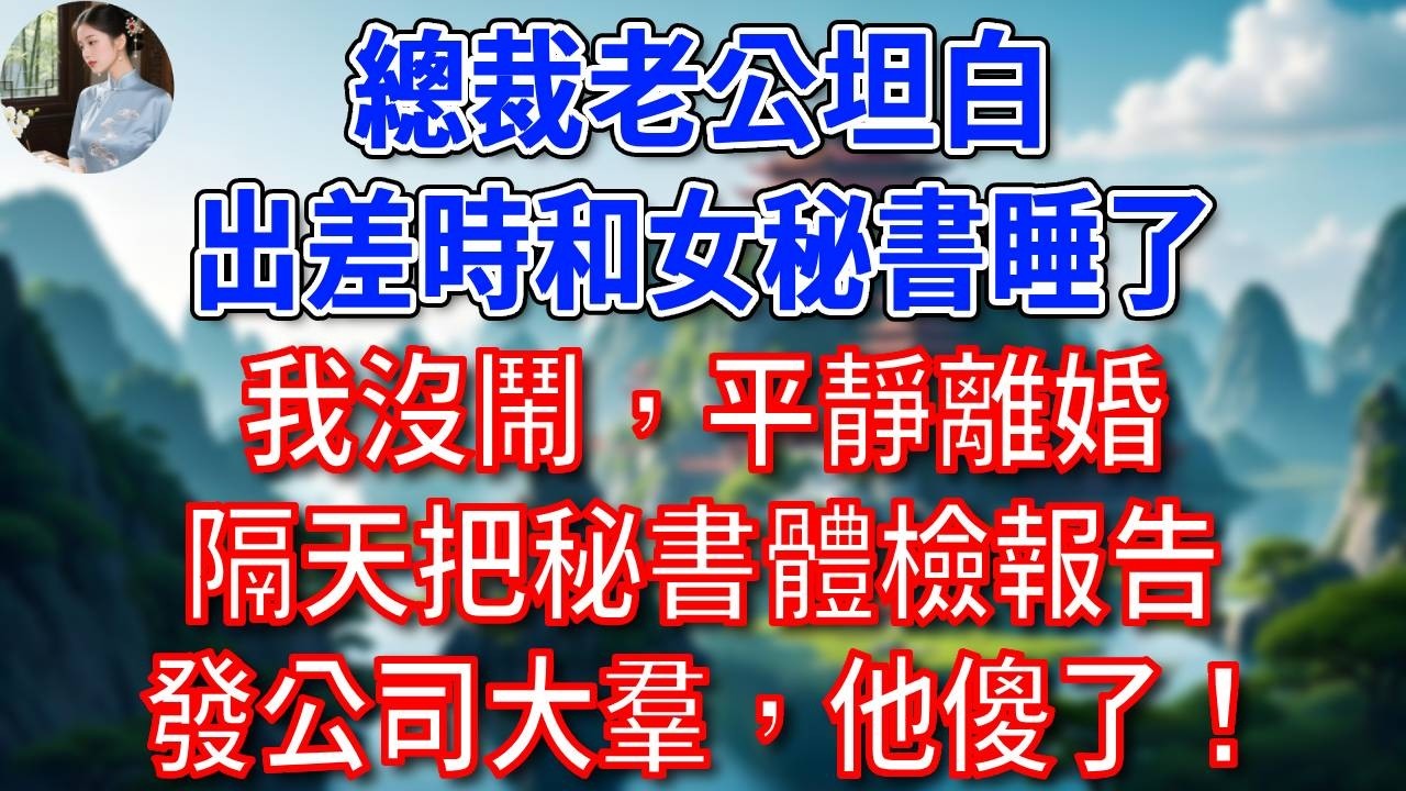 總裁老公坦白，出差時和女秘書睡了，我沒鬧，平靜離婚，隔天把秘書體檢報告發公司大羣，他臉色瞬間慘白！#為人處世#生活經驗#情感故事#故事#小說#戀愛#情感#婚姻