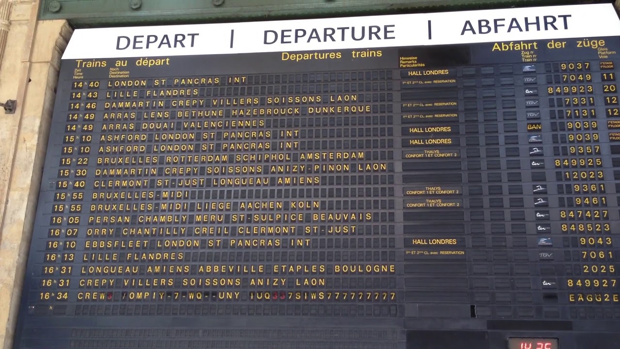 Tableau d'affichage de la Gare de Paris-Nord