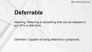 Deferrable Meaning