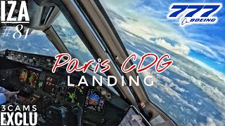 [EXCLU] B777 CDG  Paris | LANDING ILS 09L | 3Cams Cockpit View 4K | ATC & Crew Communications